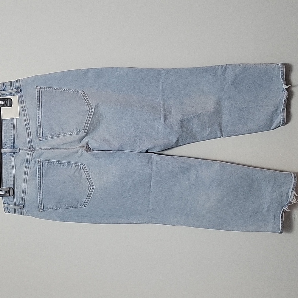 Express Blue High Rise Jeans Size 12 Womwns Light Wash Capri/ankle Pants Button - Picture 2 of 6